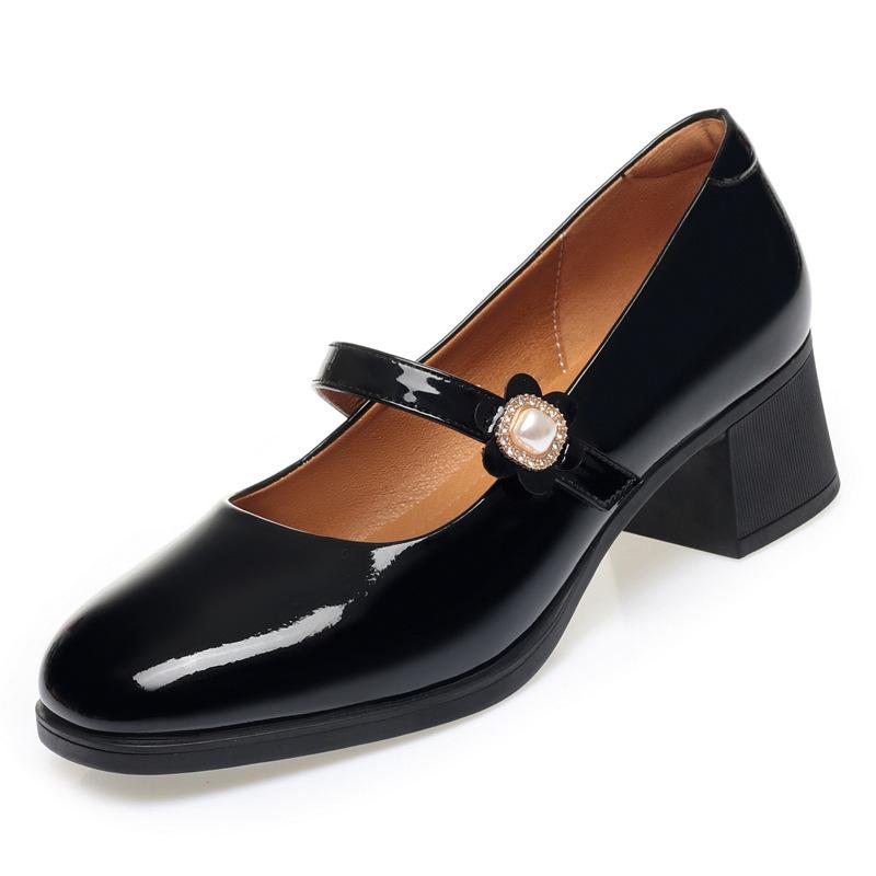 Neuer Stil, Weichsohle, Weiches Obermaterial, Damen-Schuhe, Vielseitig und Modisch, Mittlerer Absatz, Einriemen, Damen-Single-Schuhe