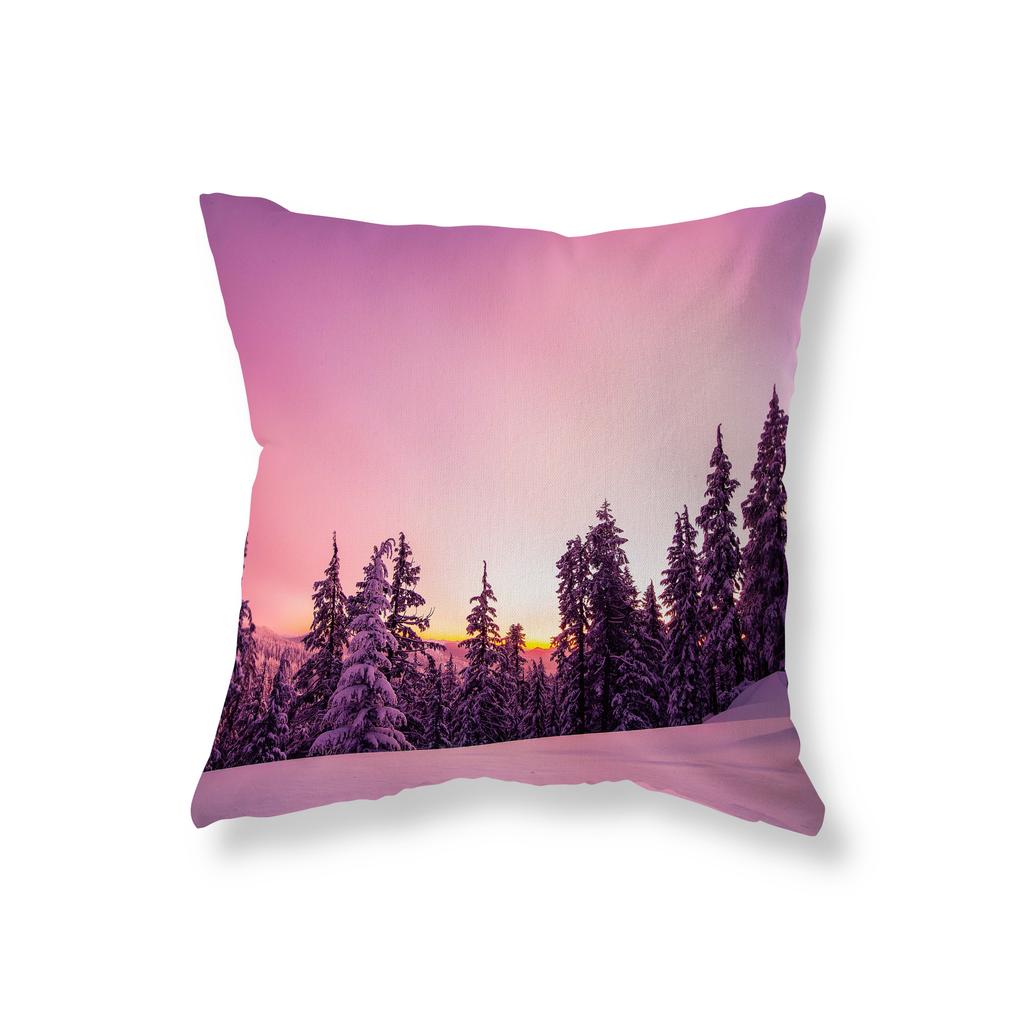 Winter Sunrise Sunset Snow Scene Throw Pillow Cover Sofa Decorative Pillow Cover Chair Cushion Cover Room Aesthetics Home Decor