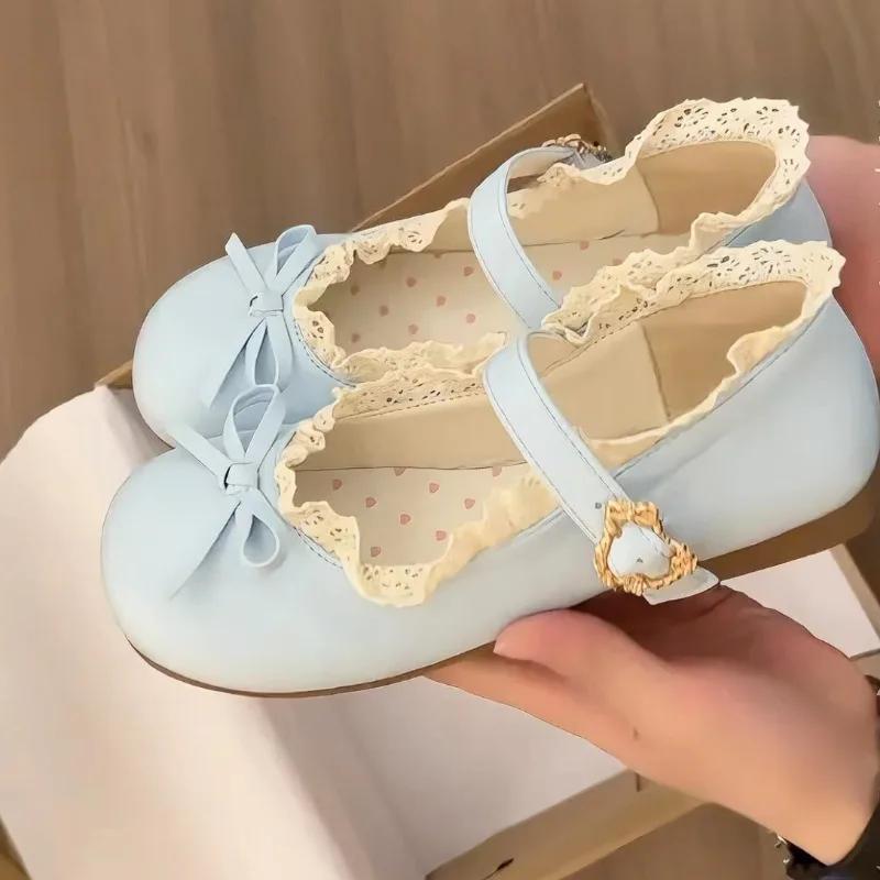 Women's Shoes Fashion Round Head Shallow Mouth Single Shoe Sweet Cute Butterfly Knot Women Lolita Shoes Fashion Mary Jane Shoes