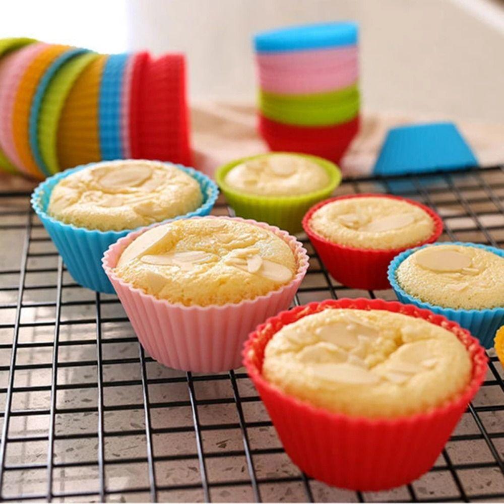 48Pcs DIY Silicone Cupcake Baking Cups Round Shape Muffin Cupcake Mold Food Baking Mold  Baking Tool