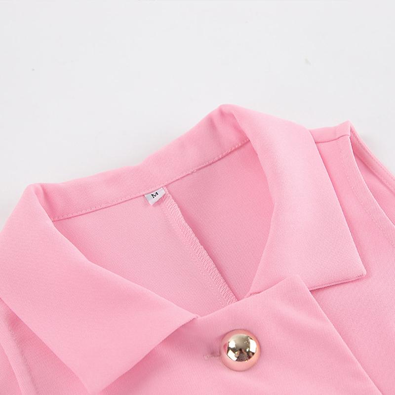 Damen Elegant Einreihiges Kleid Damen Slim Einfarbig Ärmellos Umlegekragen Mini Kleider Weiblich Sommer Mode Damenkleid