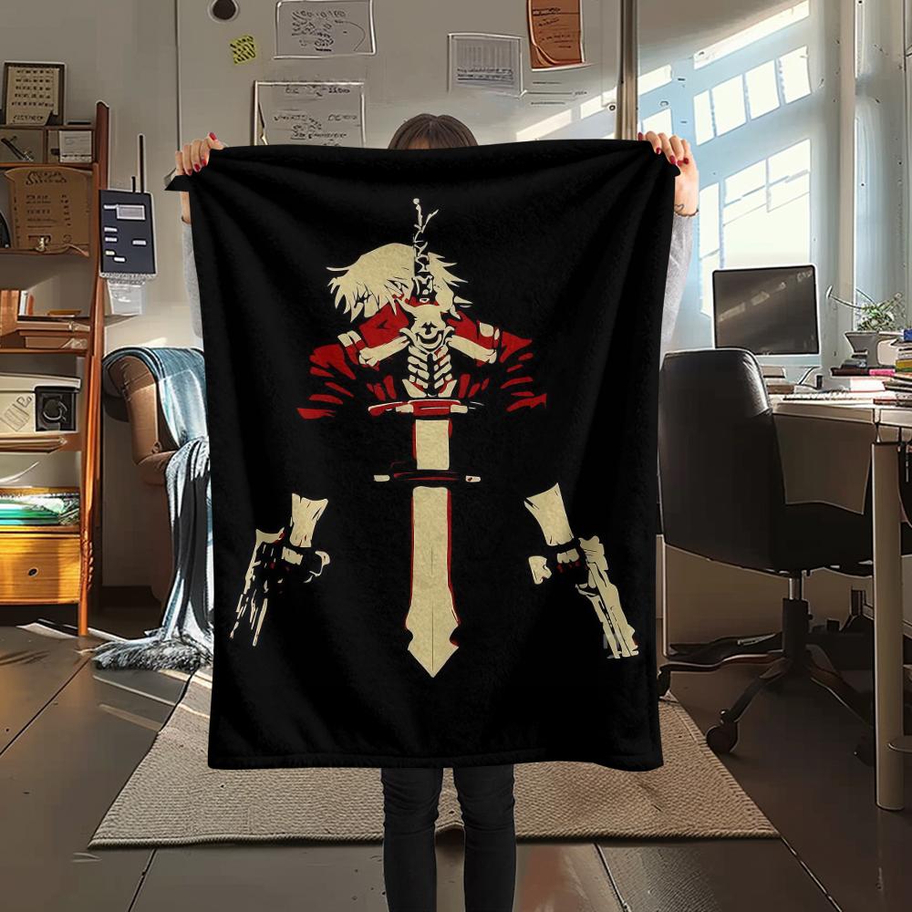 1PC Devil May Cry Print Flannel Blanket, High quality All Seasons, Home Decor, Warmth and Comfort, Perfect for Christmas Gifts