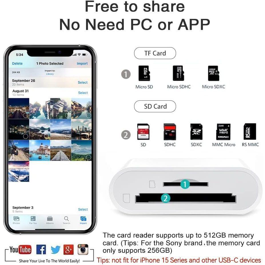 2 In 1 TF Card Reader Adapter For Phone Card Reader Data Converter Camera Photo Transmission Phone Accessories