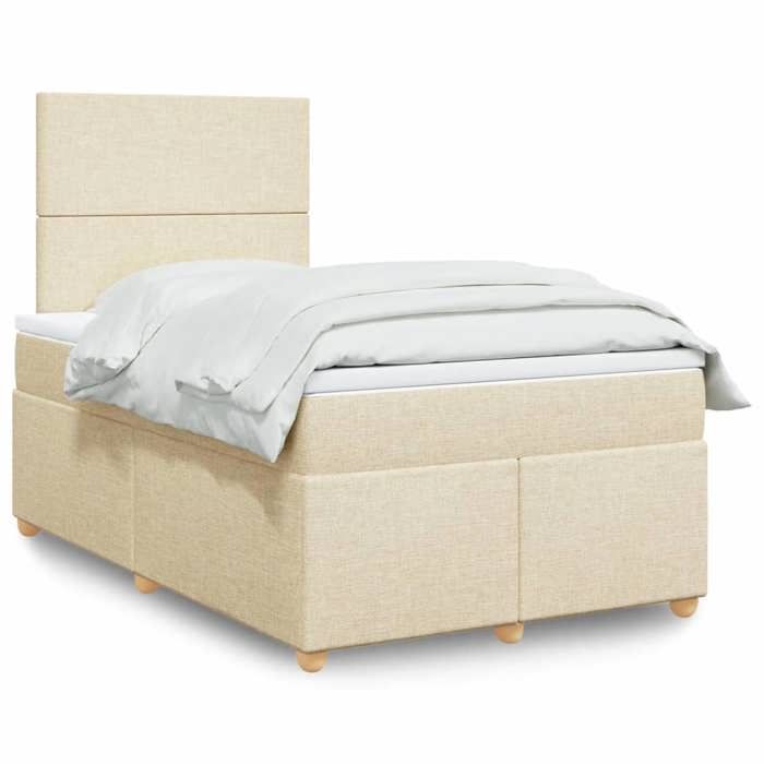 VidaXL Slatted Bed Base with Mattress Cream 120x200 Cm Fabric 3291245