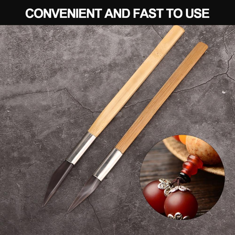 2Pcs Agate Material Jewelry Polishing Tool Wooden Handle Jewelry Tools Jewelry Making