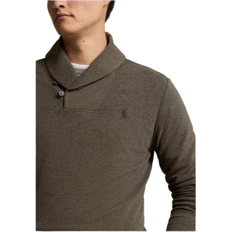Polo Ralph Lauren Solid Color Logo Embroidered Shawl Collar Long Sleeve Sweater Men Sweater Brown 710877989-005