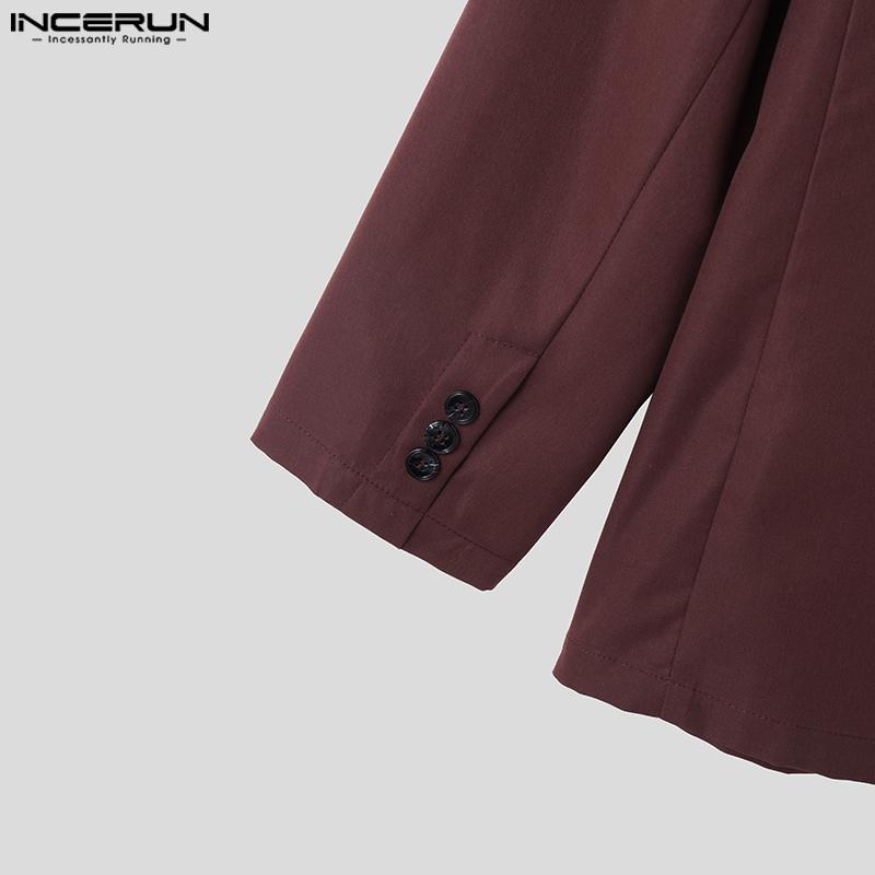 INCERUN Męska lekka marynarka w jednolitym kolorze z jednym guzikiem, marynarka biurowa