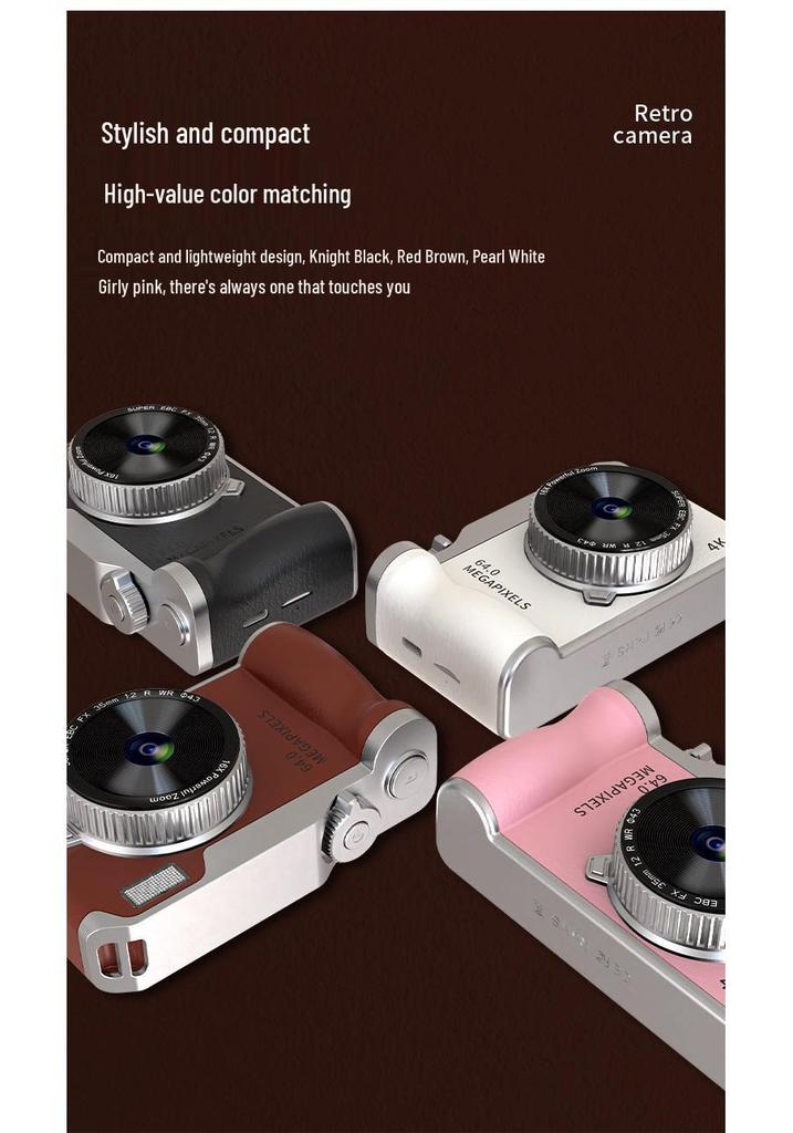 Retro 4K HD Digital Camera for Kids - Entry-Level with Telephoto Lens