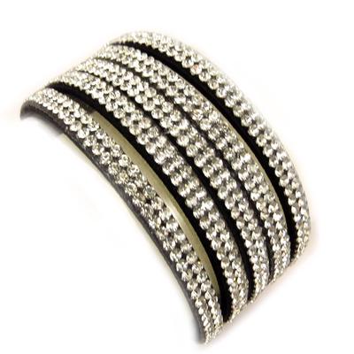 [L1355] - Designer Bracelet 'Sissi' Black White (5 Rows)