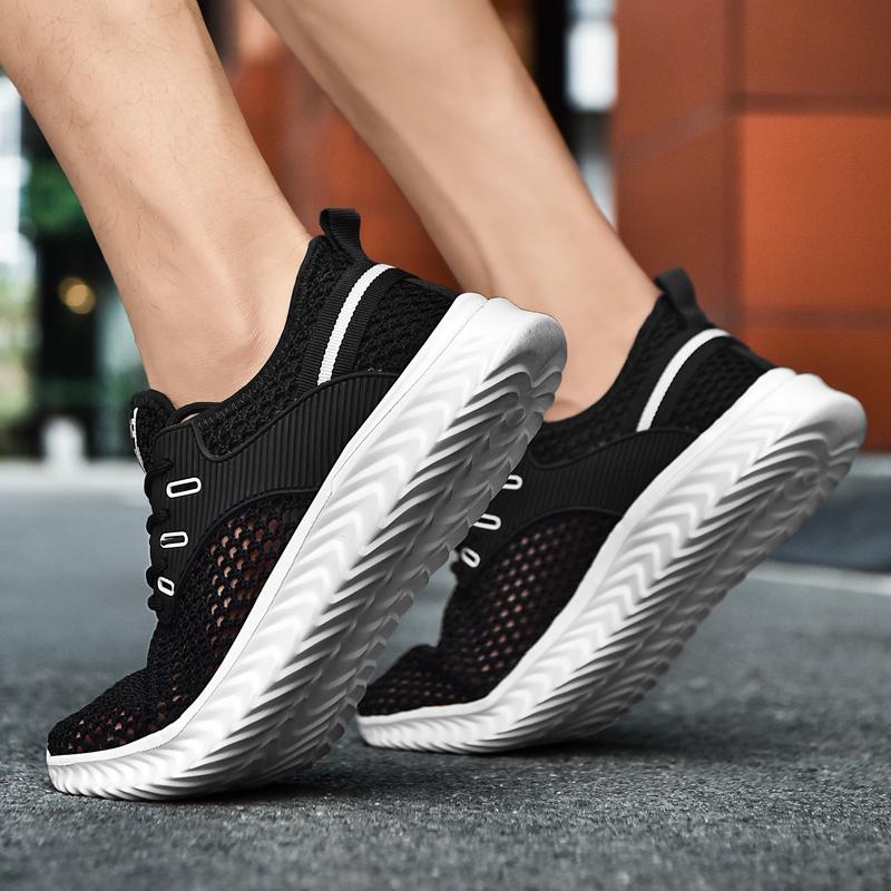 Men's Summer Sports Shoes Breathable Hollow Out Special Black Size 39-48 Running Shoes Barefoot Comfortable Flat Walking Shoes