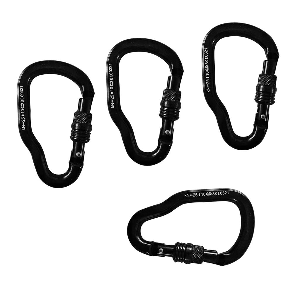 Buy 4pcs Rock Climbing Rappelling Carabiners Screw Locking Hooks