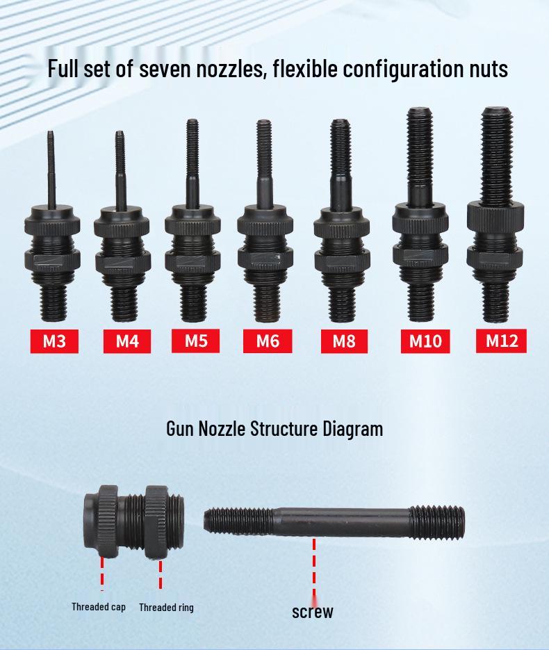 Gaobao Industrial Pneumatic Rivet Nut Gun, Automatic M3-M12 Riveting Tool