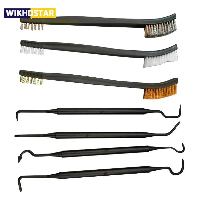 7Pcs Double End Steel Wire & Nylon Pick Brush Set, Universal Gun Cleaning Kit, Car Detailing Cleaning Tools