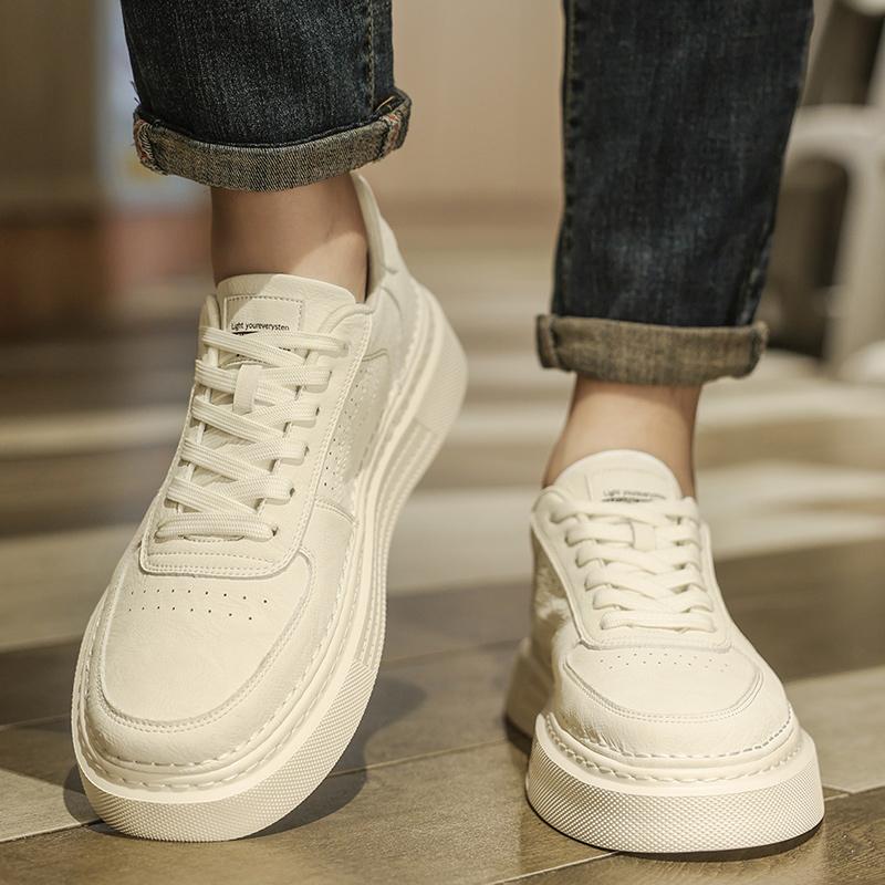 Fashion Spring Autumn Fashion Men's Casual Shoes Mens Breathable Leather Sneakers Thick Sole Lightweight Shoe Male Platform Skate Shoes