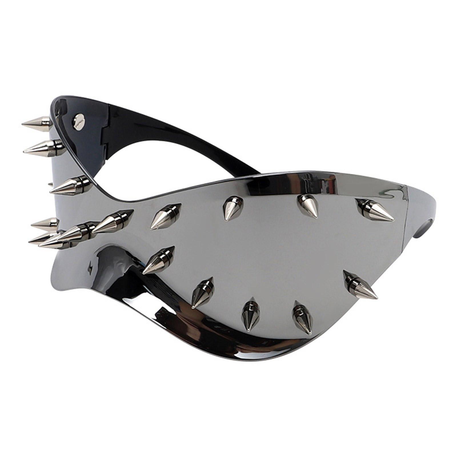 

Technology Sense Rivet Sunglasses UV400 Protective Eyeglasses For Fashion Individuals All Matching Punk Club Eyewears срібний