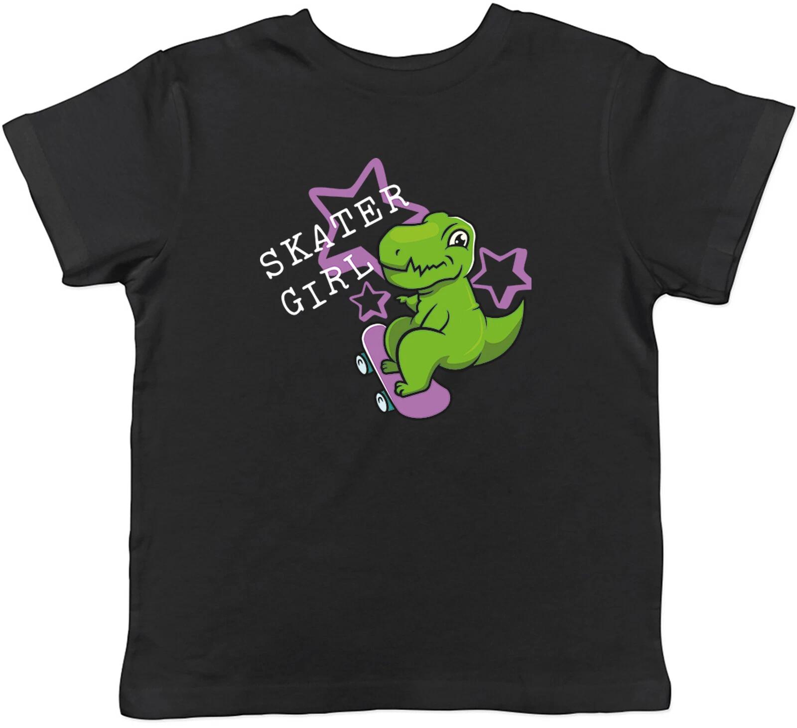 Skater Girl Kids T-Shirt Dinosaur on Skateboard Childrens Boys Girls Gift 100