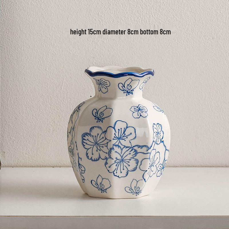Chinese Blue & White Porcelain Retro Vase for Home Decor and Fresh Flower Arrangements