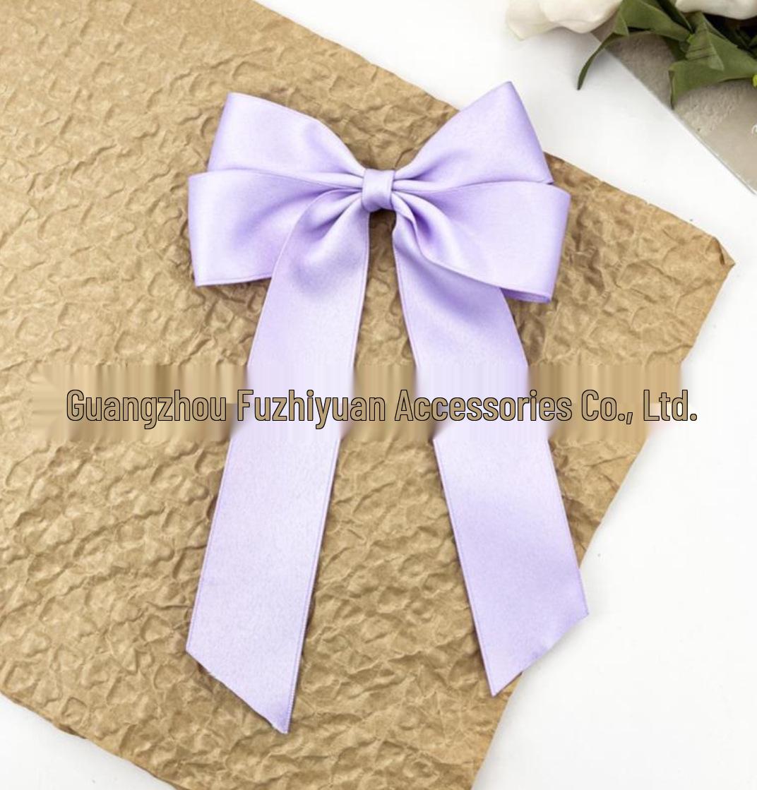 Satin Bow Hair Clip for Women - Elegant Ribbon Hairpin Accessory фиолетовый