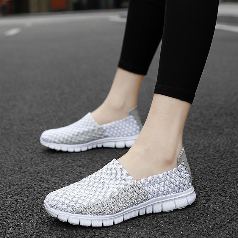 Summer Women Lightweight Slip On Sneakers Casual Plus Size Flats Moccasins Soft Beach Walking Sports Shoes