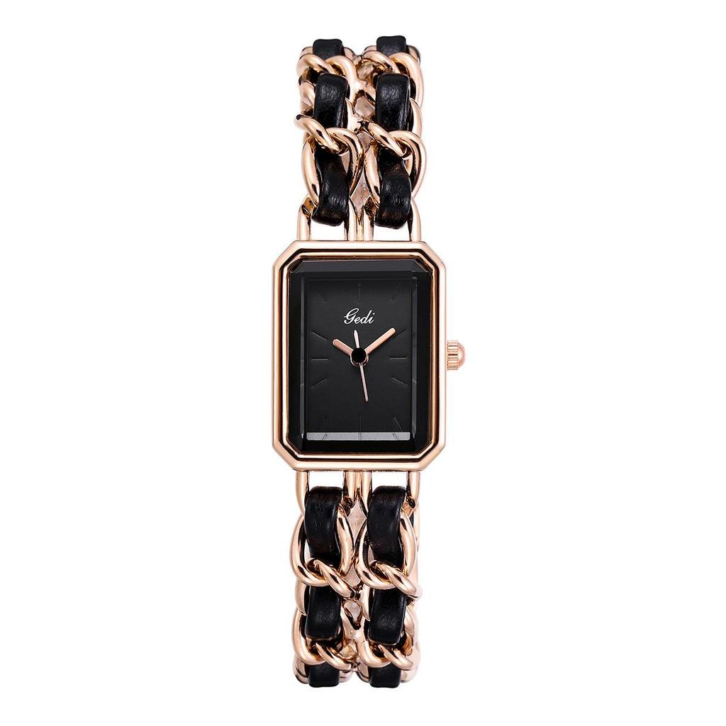 Gedi Elegant Small Square Women's Quartz Watch with Niche Bracelet Style