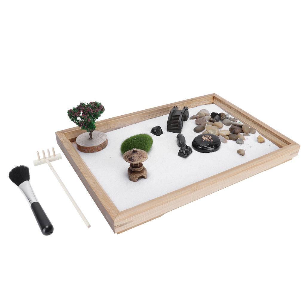 Sand Garden Kit Zen Japanese Mini Meditation Tabletop Decoration Accessory for Home Office