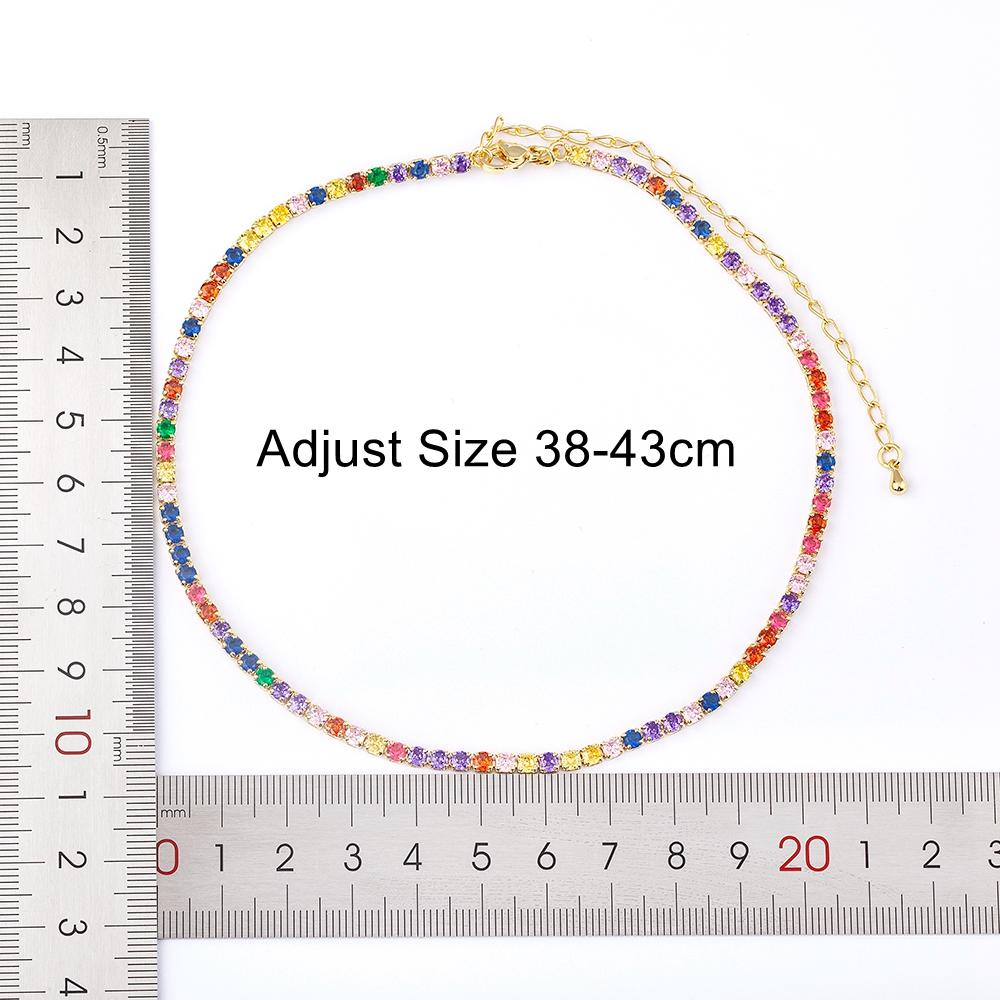 Nidin Fashion Luxury Tennis Chain Women Adjustable Link Necklace Crystal Zircon 7 Colors Choker Gothic Jewelry Gift Gold Plated