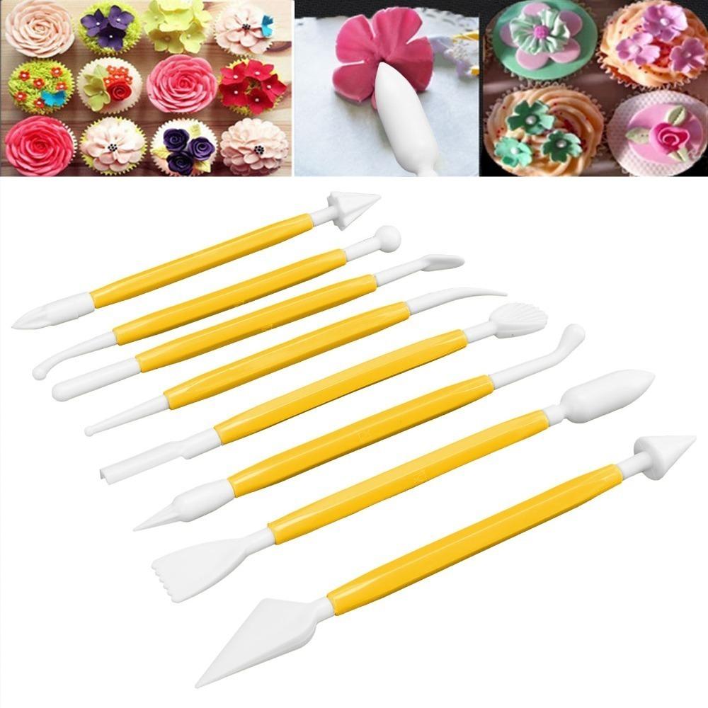8Pcs Fondant Decorating Tool Set Double Ended Engraving Pen Set Cake Fondant Tool Set Baking