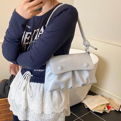 Spring and Summer High-end Handbag Bag Women's New Fashion Pleated Versatile Shoulder Bag Crossbody Small Square Bag