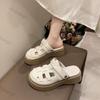 Fashion Women's Hollow Sandals Summer New Breathable Roman Platform Half Slippers Outdoor Lightweight Comfortable Height Increase Flats