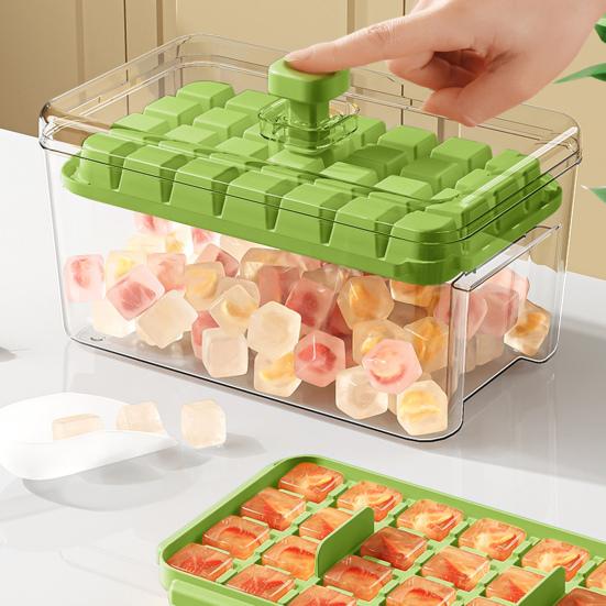 Silicone Ice Cube Tray with Shovel One-click Release Ice Mold Family Gatherings DIY Ice Maker for Whiskey Cocktail