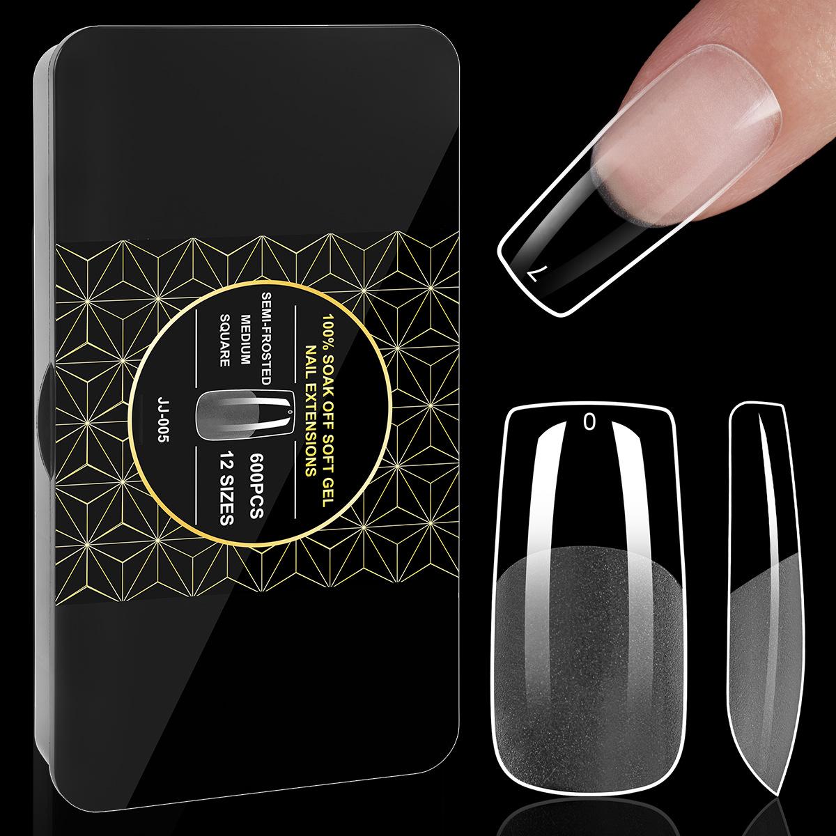 

Матовые прозрачные накладные ногти - 600 шт., не требуют резьбы, специальная черная коробка для маникюрных салонов