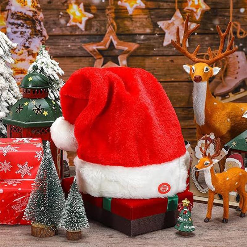 

Merry Christmas Plush Children Adult Santa Hat Singing and Dancing Santa Hat Music Swinging Kids Toy Christmas Hat New Year Gift as show