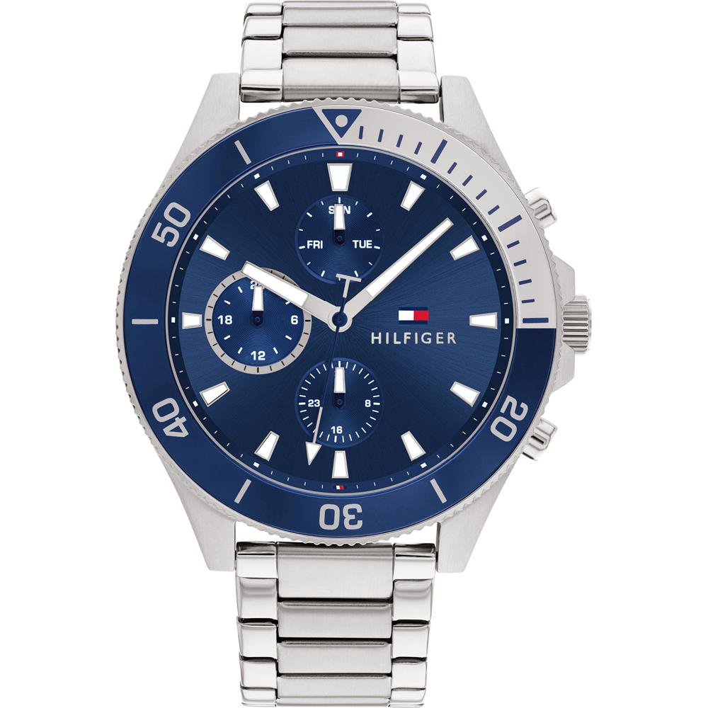 Tommy Hilfiger Men s Chronograph Diver Watch Blue Dial Silver Strap 1791917 серебряный