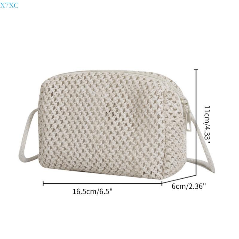 X7XC Women Crossbody Bag Summer Straw Messengers Bag Spacious Interior Shoulder Bags Bag Phone Pouches