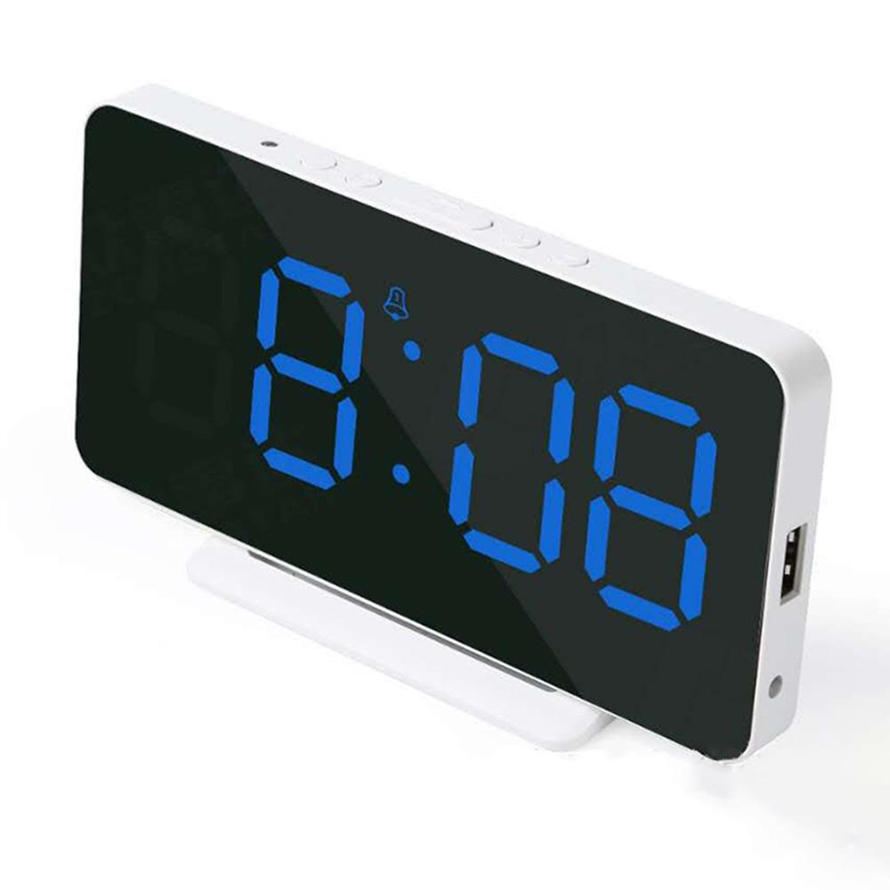 Digital speiloverflate USB Elektrisk LED-vekkerklokke med Snooze-bordbord