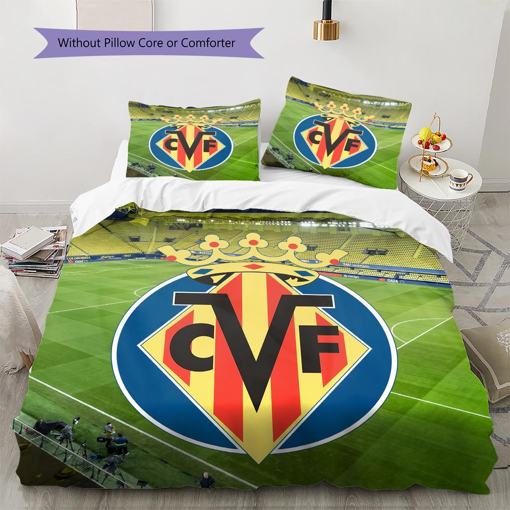 Villarreal CF Pattern Bedding Home Decoration Birthday Gift (1 * duvet cover + 2 * pillowcase, without core)