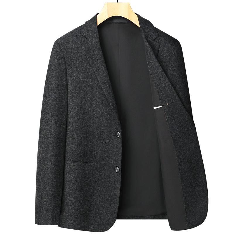 Осенний новый мужской костюм из нейлона-стрейча, плотный костюм без глажки, модный повседневный костюм в полоску M