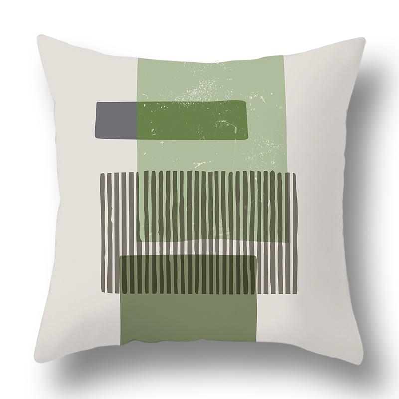 Nordic Abstract Green Geometric Pillowcase Flower Print Home Petal Velvet Pillow Cushion Cover