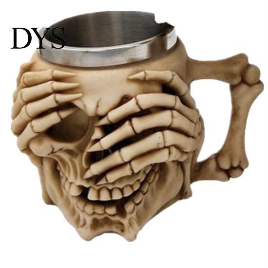 Kubek Wodny Stal Nierdzewna Kubek Halloween Piwo Żywica 3D Kielich Z Wzorem Czaszki i Piszczeli Kawa Prezent