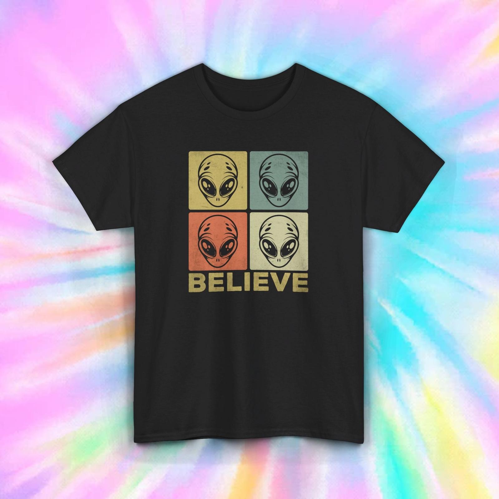 Alien Believe Shirt | Retro Sci-Fi UFO Graphic Tee | Space Enthusiast Gift S-5XL XXXXL