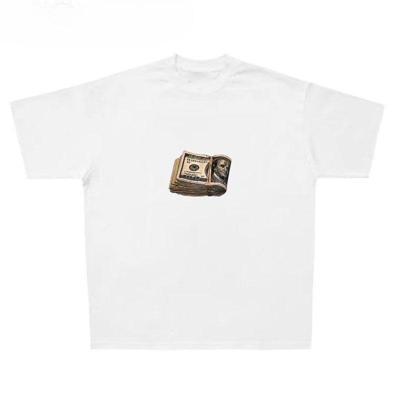 

American Streetwear Brand, Popular and Fashionable Printed US Dollar Pure Cotton Loose Casual Couple Outfits, Heavy T-shirts 4XL