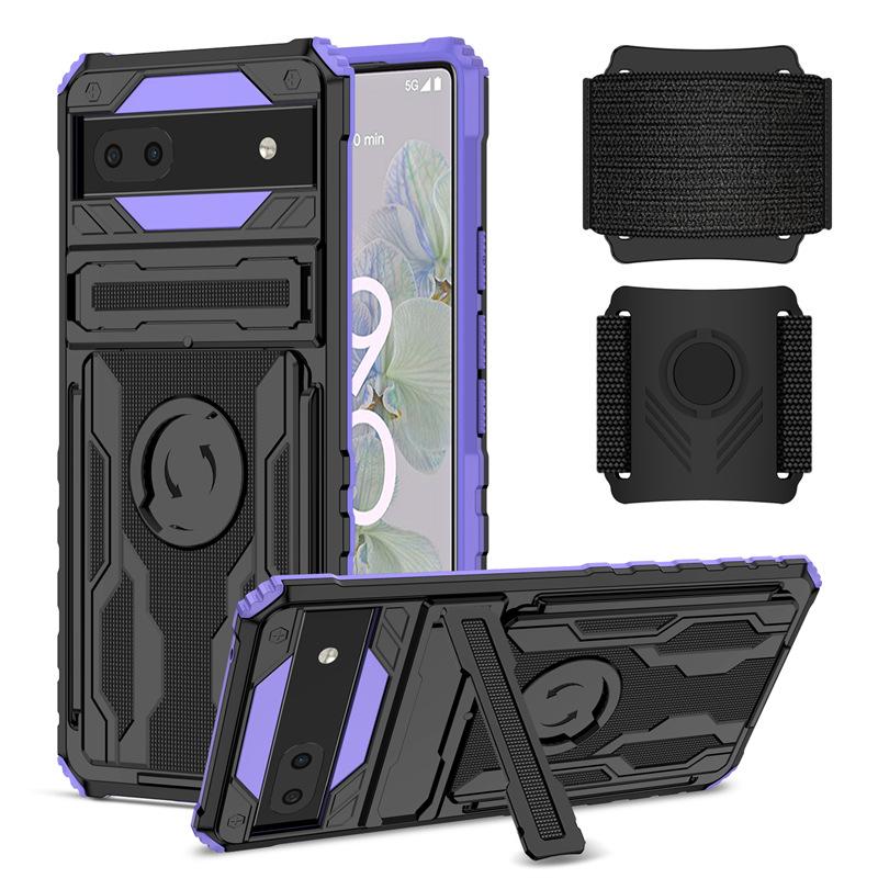 For Google Pixel 8 Pro / Pixel 8 / Pixel 6a 6 Pro Case Armor Kickstand With Wrist Strap Outdoor Sports Phone Case Back Cover