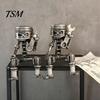 Durable Resin Skeleton Craft Vintage Robot Statue, Industrial Mechanical Figurine, Cool Desktop Atmosphere Ornament Gothic Desk Decor for Office