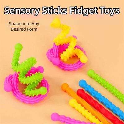 6 pièces Jouets sensoriels calmants texturés en silicone, pliables, à texture, silencieux, à tordre, jouets fidget, enfants, adultes