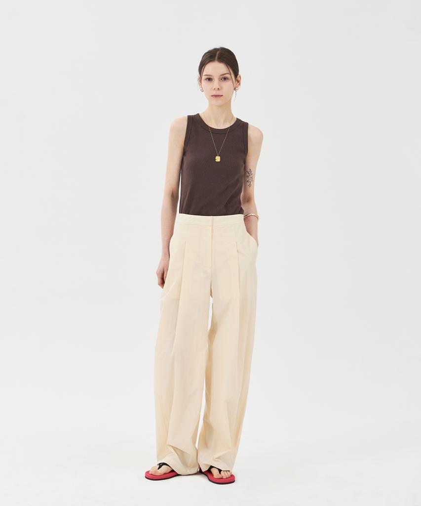 PINBLACK Tuck Detail Wide Fit Pants Beige