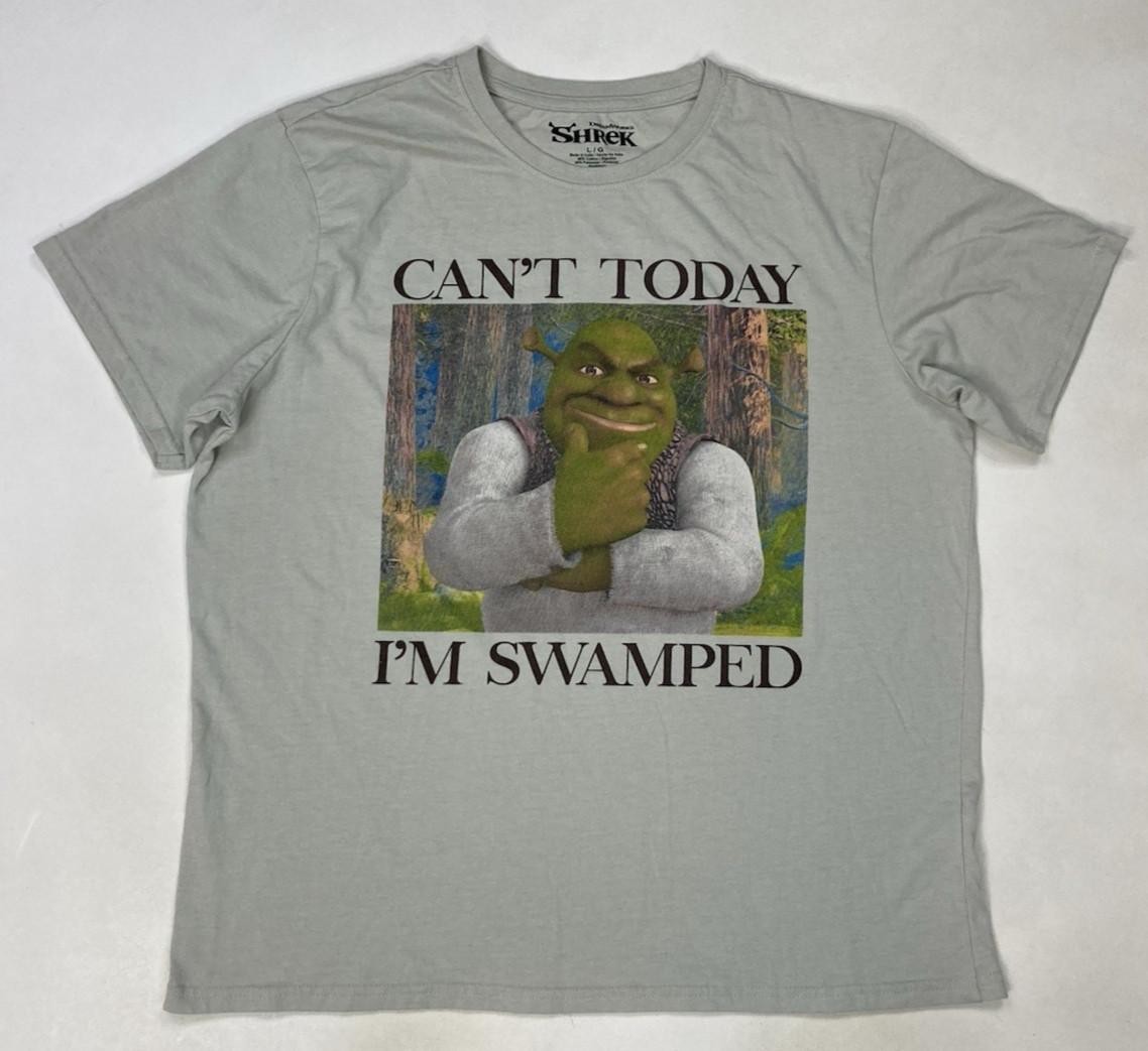 Shrek Can t Today I m Swamped Graphic T-shirt Men Large Gray Short Sleeve Movie XXL