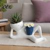 Fun Housewarming Gifts for Plant Lovers Funny Smiling Face Planter, Lying Down Lazy Guy Pot with Drainage Playful Planter Small Plants Holes,