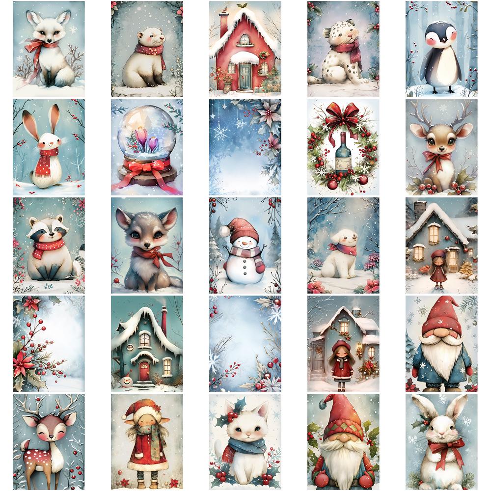 50-Set Creative Snowfield Cartoon Stickers for DIY Phone Cases, Water Bottles, and Notebooks