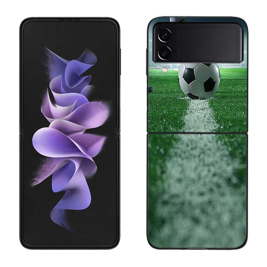 Football Field Phone Case For Samsung Z Flip 7 6 5G Galaxy Z Flip 5 4 3 Black Hard Cell Cover Luxury PC Shell Coque