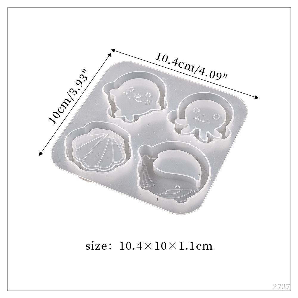 3D Marine Animals Flower Quicksand Silicone Mold Resin Shaker Charm Mould Keychain Pendant Jewelry Making Tools DIY Craft Supply